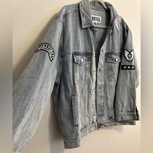 Urban outfitters revel blue jean jacket w/ vici dolls angel wings